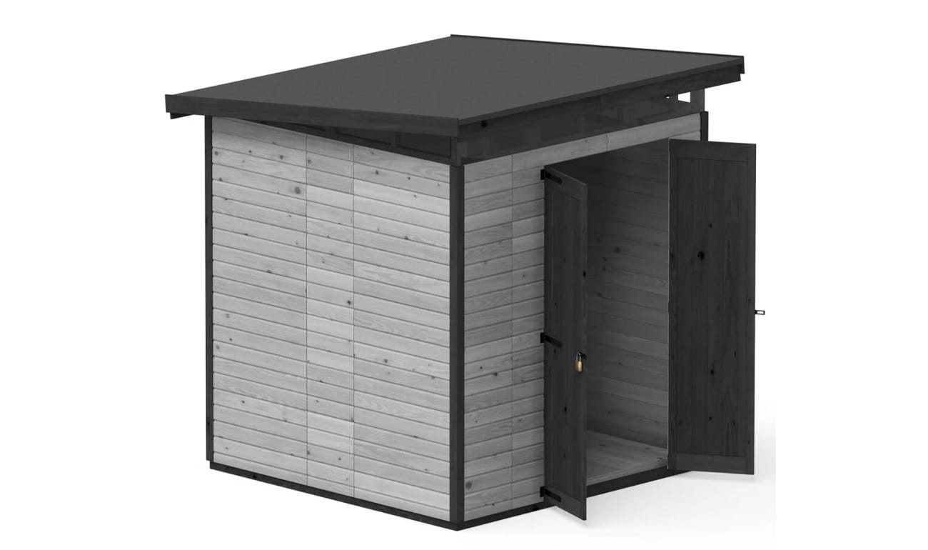 szary domek narzędziowy 2x2m z drewna